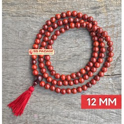 Indian Lobular Red Sandalwood 12mm Tassel Mala
