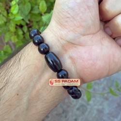 Black Ebony Wood Karungali Kattai Beads 10mm Wrist Bracelet